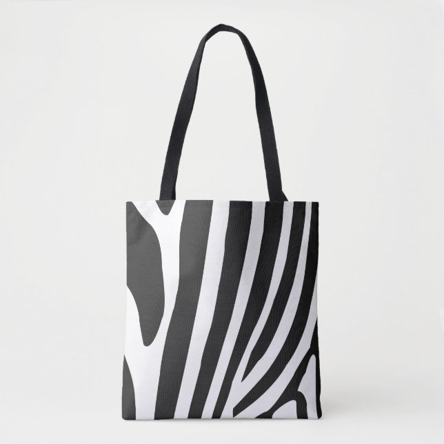 Bolsa Tote Listras de Zebra Preta e Branca  (Frente)