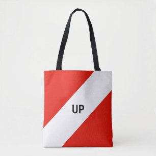 Bolsa Tote Listras diagonais vermelhas e brancas