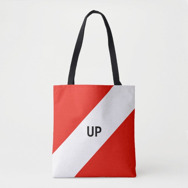 Bolsa Tote Listras diagonais vermelhas e brancas (Frente)