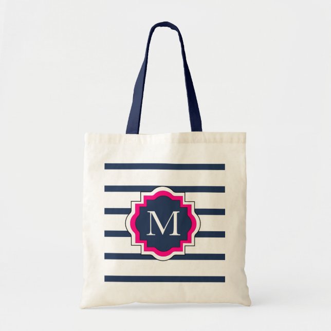 BOLSA TOTE LISTRAS DO CHIQUE TRAVEL/BAG_PREPPY 435 NAVY/WHITE (Frente)