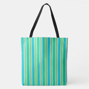 Bolsa Tote Listras do verão - turquesa e verde limão