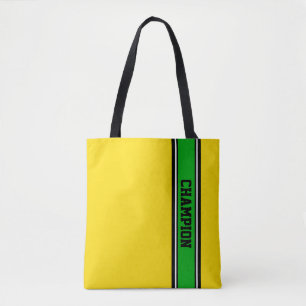 Bolsa Tote LISTRAS dos ESPORTES - verdes, preto, branco