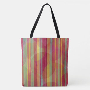 Bolsa Tote Listras e círculos multicoloridos