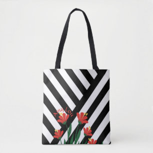 Bolsa Tote Listras e Flores