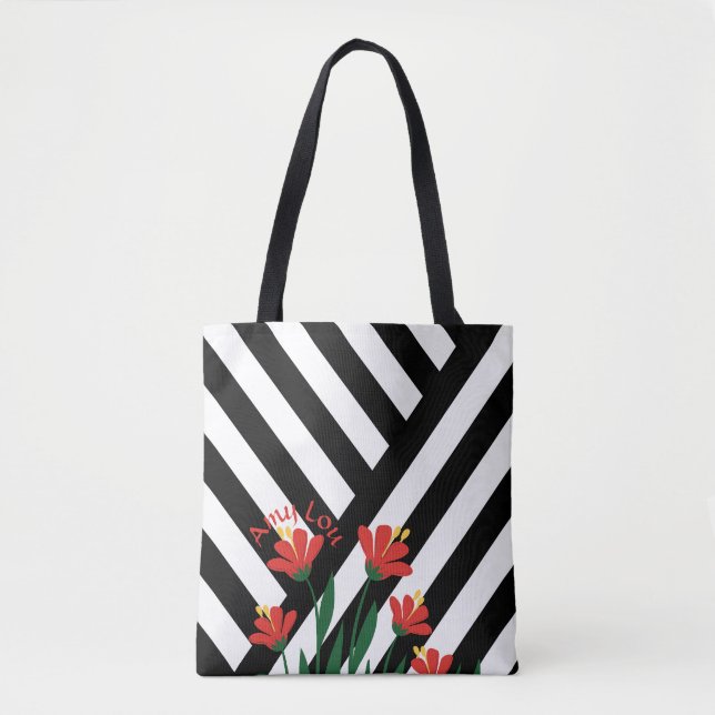 Bolsa Tote Listras e Flores (Frente)