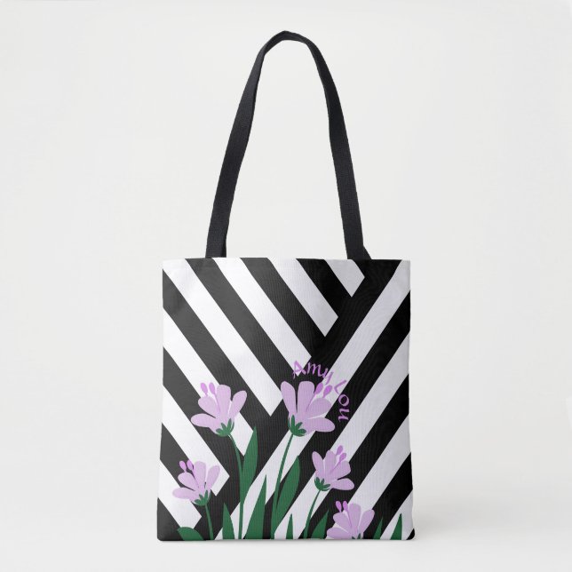 Bolsa Tote Listras e Flores (Frente)