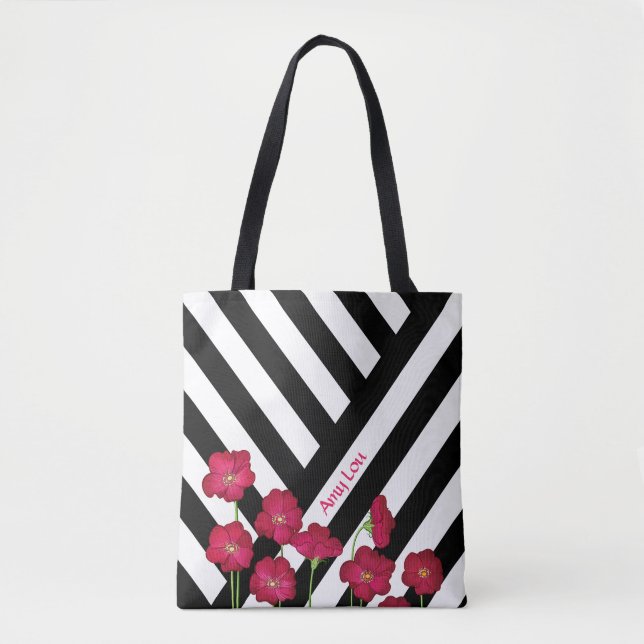 Bolsa Tote Listras e Flores (Frente)