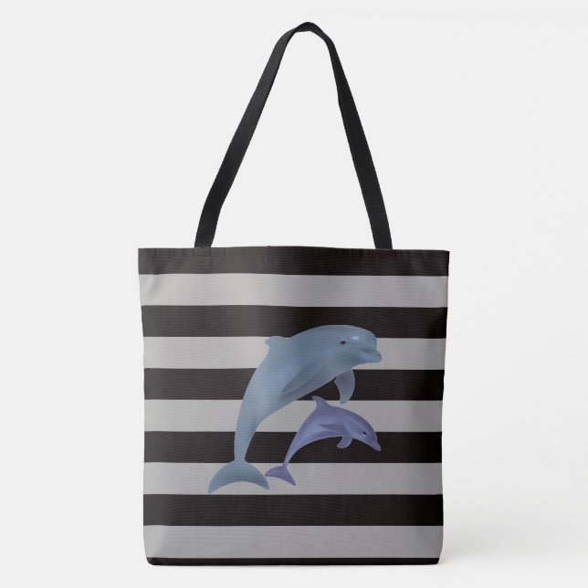Bolsa Tote Listras e Golfinhos (Frente)