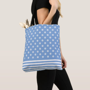 Bolsa Tote Listras e pontos de tendências modernas, azuis e b