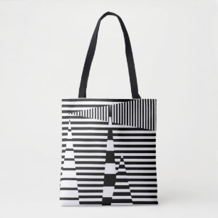 Bolsa Tote Listras em Listras a Preto e Branco