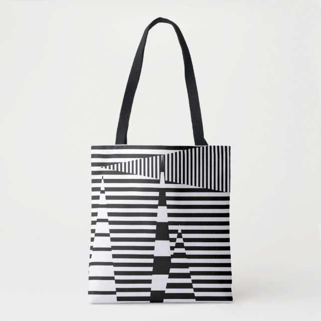 Bolsa Tote Listras em Listras a Preto e Branco (Frente)