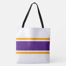 Bolsa Tote Listras Esportivas Laranja Roxo Real em Branco