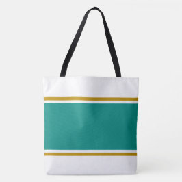 Bolsa Tote Listras Esportivas Largas Turquesa Marrom em Branc