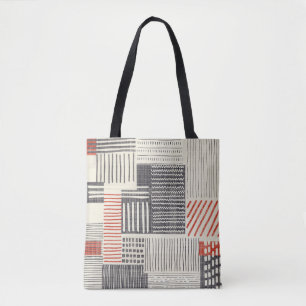 Bolsa Tote Listras geométricas desenhadas à mão, padrão sem c