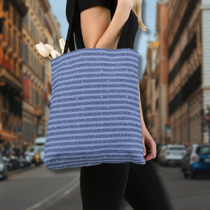 Bolsa Tote Listras Horizontais em Glitter Índigo Escuro