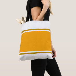 Bolsa Tote Listras Laranja Dourado Ensolarado Amplo Em Branco