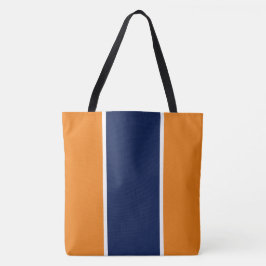 Bolsa Tote Listras Laranja Esportivo Azul Marinho Branco de C