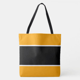 Bolsa Tote Listras largas amarelas laranja preto branco despo