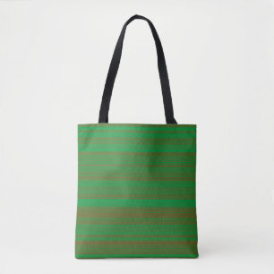 Bolsa Tote Listras Marrons Verdes