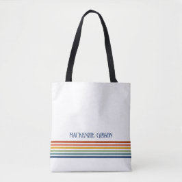 Bolsa Tote Listras Minimalistas com Monograma Retro