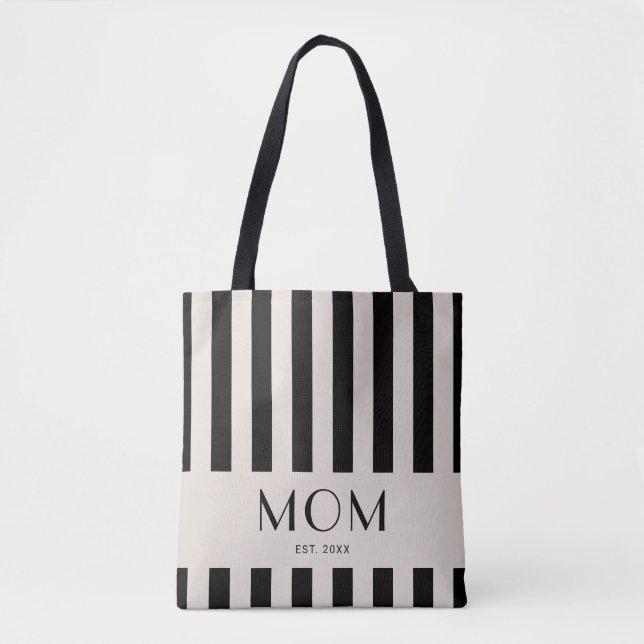 Bolsa Tote Listras Mínimas Modernas Mãe Estabelecida (Frente)