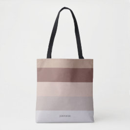 Bolsa Tote Listras Modernas com Monograma Bege Mauve