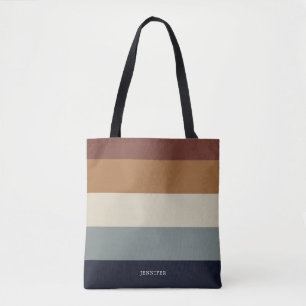 Bolsa Tote Listras Modernas com Monograma Terroso