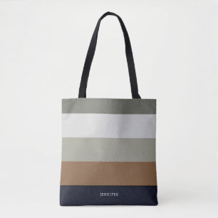 Bolsa Tote Listras Modernas com Monograma Terroso