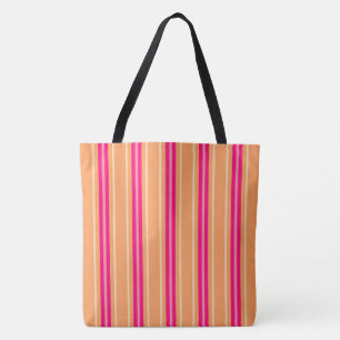 Bolsa Tote Listras modernas do meio século, cor-de-rosa