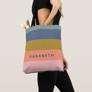 Bolsa Tote Listras Modernas Elegantes em Tons Terrosos Bonito