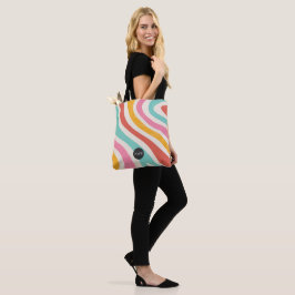 Bolsa Tote Listras Onduladas Coloridas Retro Monograma