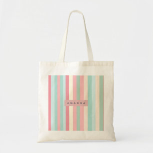 Bolsa Tote Listras Pastel Minimalistas Personalizadas