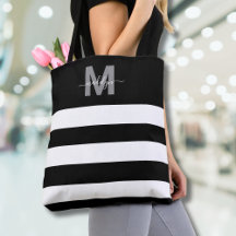 Listras Pretas Chiques Nome Monogramado