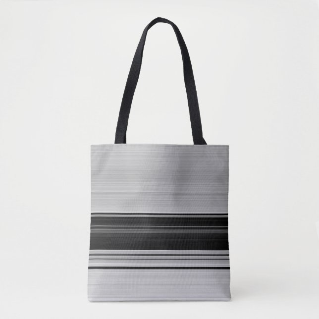 Bolsa Tote Listras pretas cinzas fofas (Frente)