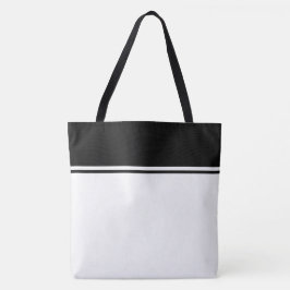 Bolsa Tote Listras Pretas Esportivas Profissionais em Branco