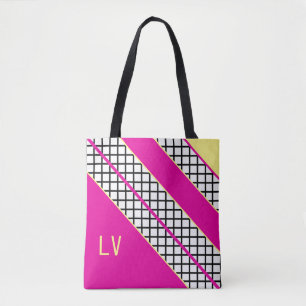 Bolsa Tote Listras rosa e amarelas