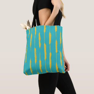 Bolsa Tote Listras Tatuadas Amarelo e Turquesa