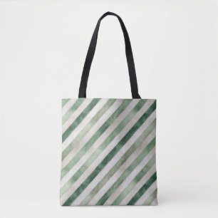 Bolsa Tote Listras Verde Creme Quente Natal
