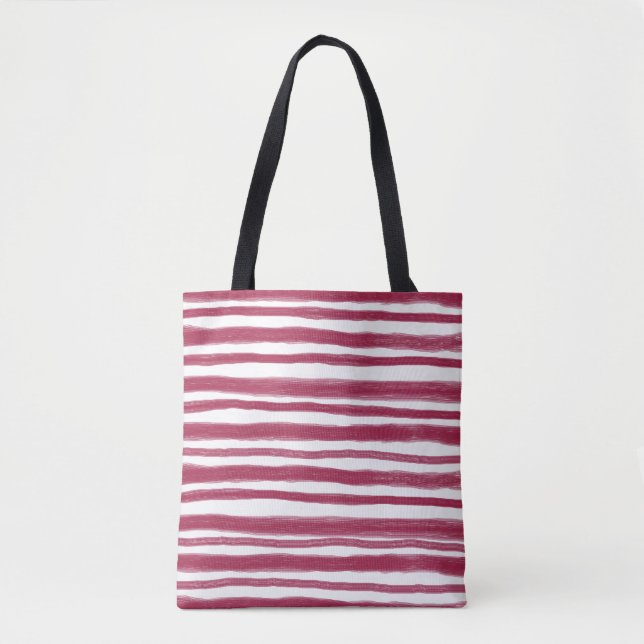 Bolsa Tote Listras Vermelhas Bordeaux  (Frente)