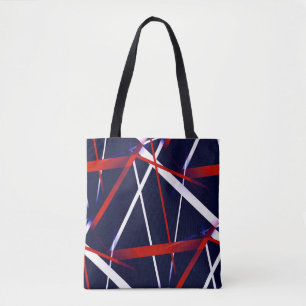 Bolsa Tote Listras Vermelhas e Brancas Abstratas Seamless em