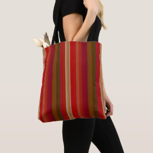 Bolsa Tote Listras Vermelhas e Douradas