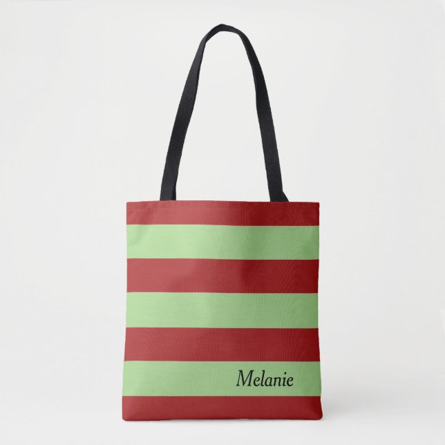 Bolsa Tote Listras Vermelhas Escuras (Frente)
