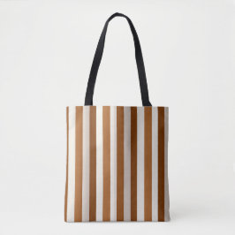 Bolsa Tote Listras Verticais de Terracota Quente e Creme