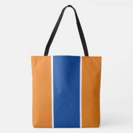 Bolsa Tote Listras Verticais Esportivas Azul Marinho Laranja 
