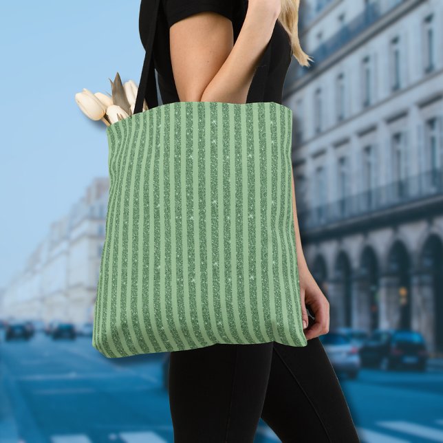 Bolsa Tote Listras Verticais Simples com Brilho em Verde Flor (Criador carregado)