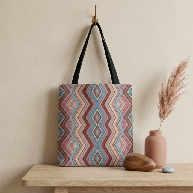Bolsa Tote Listras Zig Zag Multicolor Abstratas (Criador carregado)
