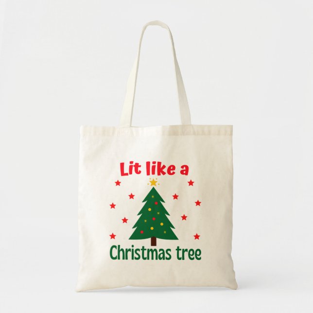 Bolsa Tote Lit Como Um Natal De Árvore De Natal (Frente)