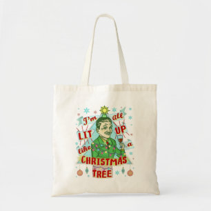 Bolsa Tote Lit retro do homem do humor do bebendo do Natal