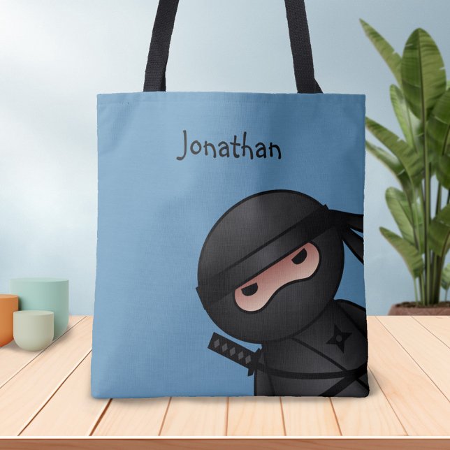 Bolsa Tote Little Ninja Warrior em Azul (Criador carregado)
