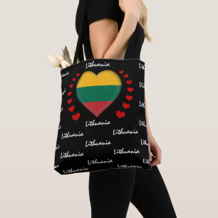 Bolsa Tote Lituânia Flag & Heart, Lituania Flag fashion